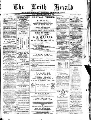 cover page of Leith Herald published on December 25, 1886