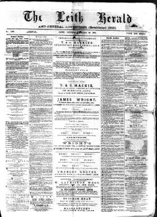 cover page of Leith Herald published on January 26, 1889