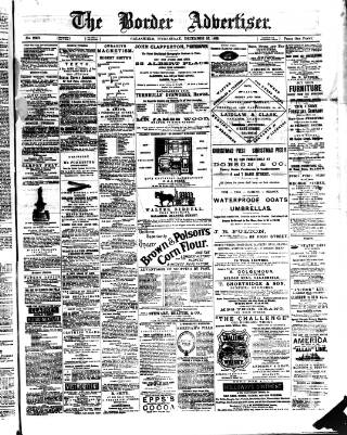 cover page of Border Advertiser published on December 25, 1889