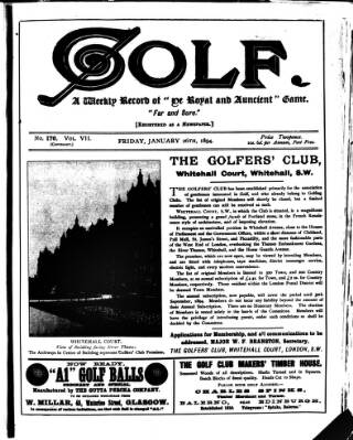 cover page of Golf published on January 26, 1894