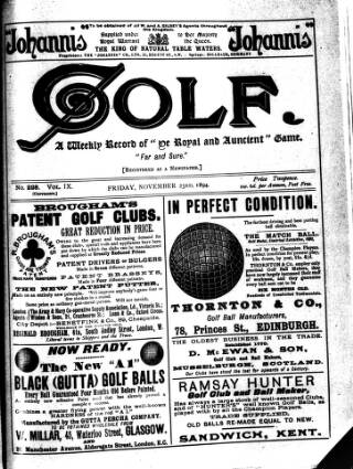 cover page of Golf published on November 23, 1894