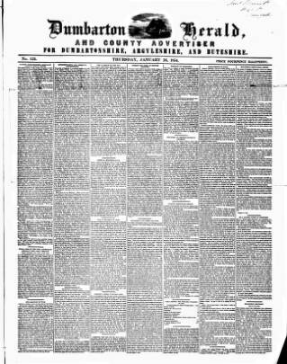 cover page of Dumbarton Herald and County Advertiser published on January 26, 1854