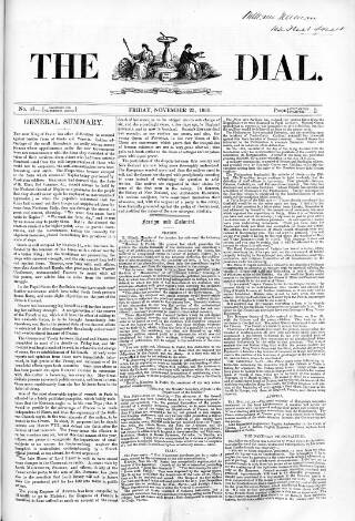 cover page of Dial published on November 23, 1860