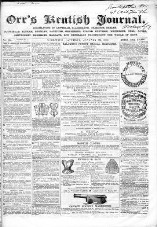 cover page of Orr's Kentish Journal published on January 26, 1861