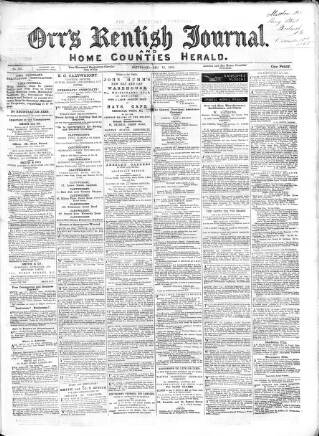 cover page of Orr's Kentish Journal published on December 16, 1865