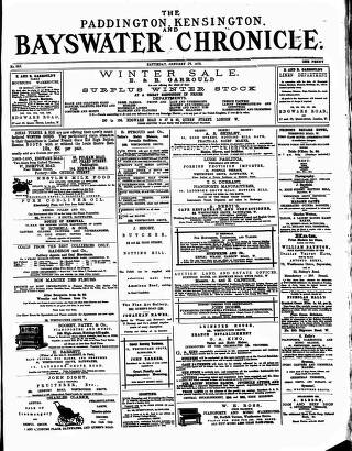 cover page of Bayswater Chronicle published on January 26, 1878