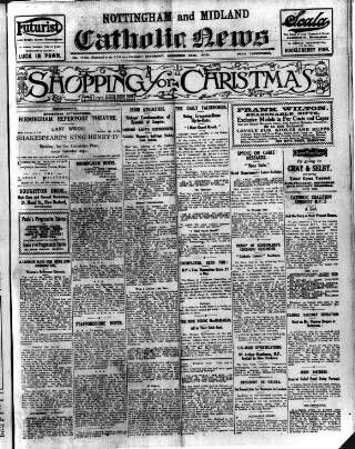 cover page of Nottingham and Midland Catholic News published on December 25, 1920