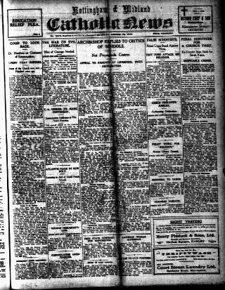 cover page of Nottingham and Midland Catholic News published on January 26, 1929