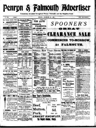 cover page of Commercial, Shipping & General Advertiser for West Cornwall published on December 27, 1912