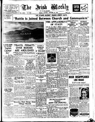 cover page of Irish Weekly and Ulster Examiner published on November 23, 1946