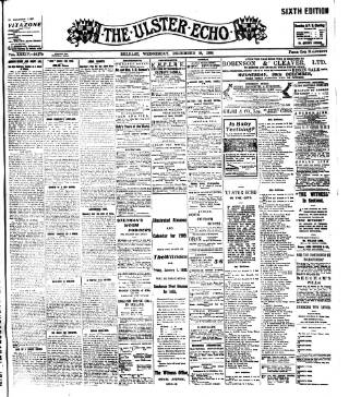 cover page of Ulster Echo published on December 30, 1908