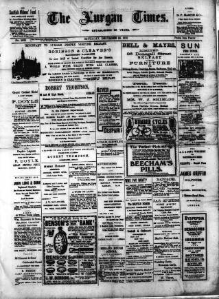 cover page of Lurgan Times published on December 25, 1909