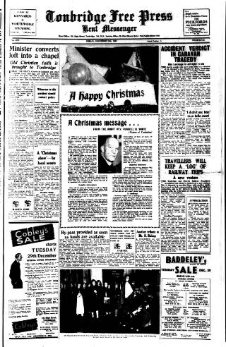 cover page of Tonbridge Free Press published on December 25, 1959