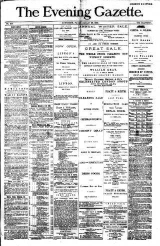 cover page of Evening Gazette (Aberdeen) published on January 26, 1883