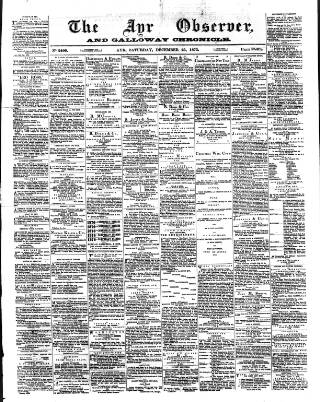 cover page of Ayr Observer published on December 25, 1875