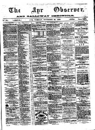 cover page of Ayr Observer published on November 23, 1880