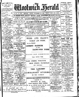 cover page of Woolwich Herald published on November 23, 1900