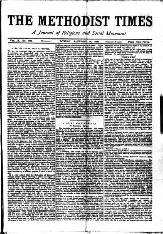 cover page of Methodist Times published on January 26, 1893