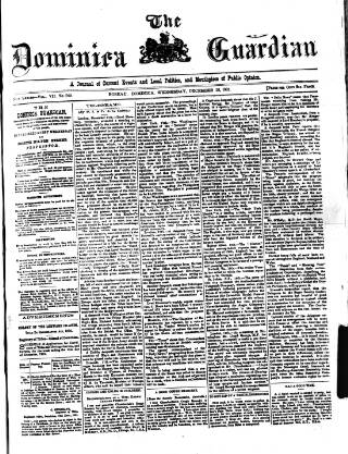 cover page of Dominica Guardian published on December 25, 1901