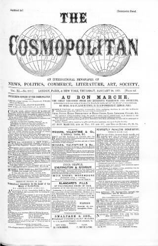 cover page of Cosmopolitan published on January 26, 1871