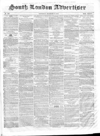 cover page of South London Advertiser published on December 23, 1865