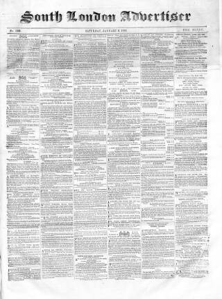 cover page of South London Advertiser published on January 6, 1866