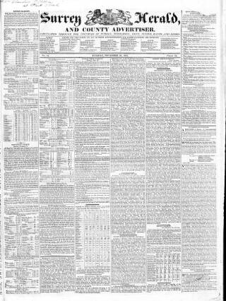 cover page of Surrey Herald and County Advertiser published on November 20, 1827