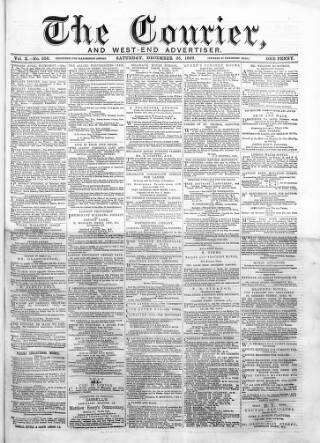 cover page of Courier and West-End Advertiser published on December 25, 1869