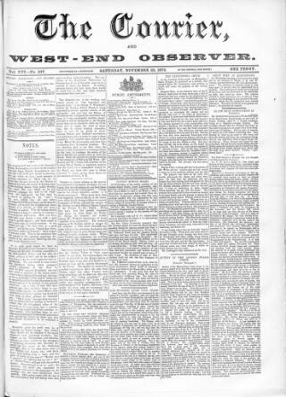 cover page of Courier and West-End Advertiser published on November 23, 1872