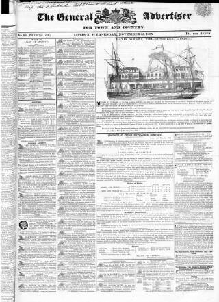 cover page of Town and Country Advertiser published on November 25, 1835