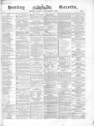 cover page of Sunday Gazette published on December 16, 1866