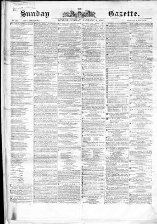 cover page of Sunday Gazette published on January 6, 1867