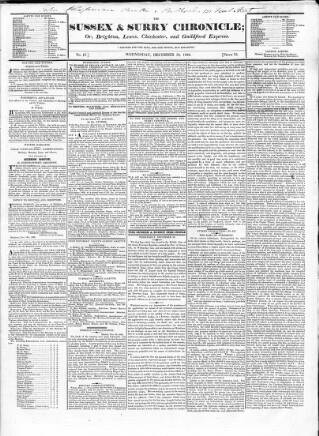 cover page of Sussex & Surrey Chronicle published on December 10, 1823