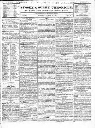 cover page of Sussex & Surrey Chronicle published on January 21, 1824