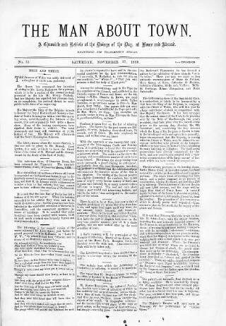 cover page of Man about Town published on November 27, 1869