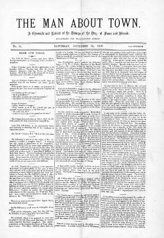 cover page of Man about Town published on December 25, 1869