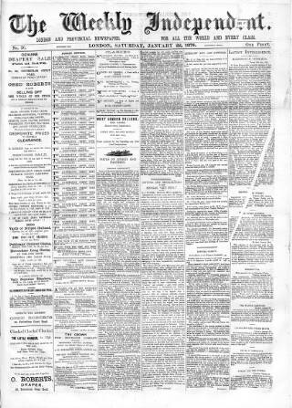 cover page of Weekly Independent (London) published on January 22, 1876