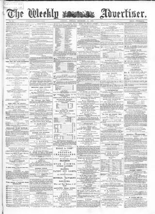 cover page of Weekly Advertiser published on December 10, 1865