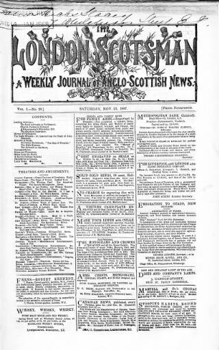 cover page of London Scotsman published on November 23, 1867