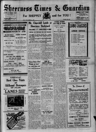 cover page of Sheerness Times Guardian published on November 23, 1945