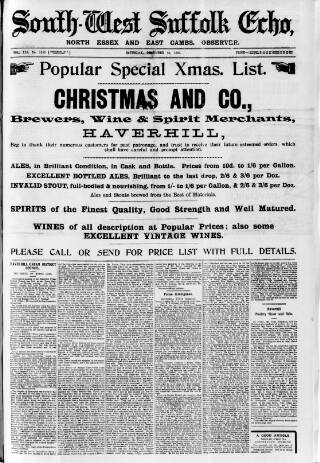 cover page of Haverhill Echo published on December 25, 1909