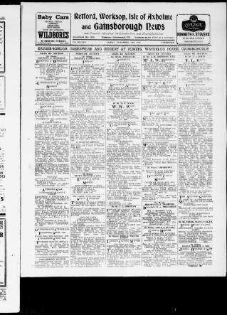 cover page of Retford, Worksop, Isle of Axholme and Gainsborough News published on November 23, 1956