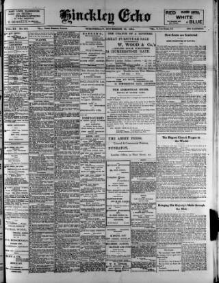 cover page of Hinckley Echo published on November 23, 1904