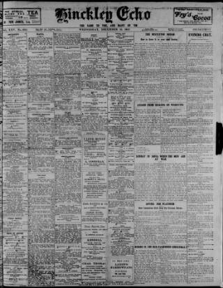 cover page of Hinckley Echo published on December 25, 1912