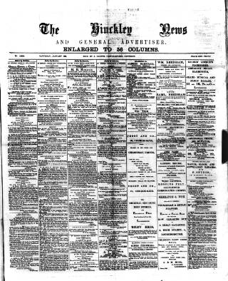 cover page of Hinckley News published on January 26, 1889