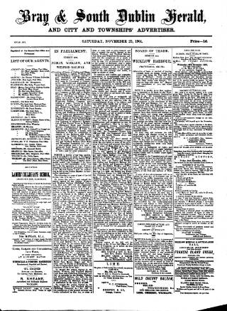 cover page of Bray and South Dublin Herald published on November 23, 1901