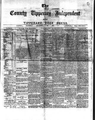 cover page of County Tipperary Independent and Tipperary Free Press published on December 25, 1886