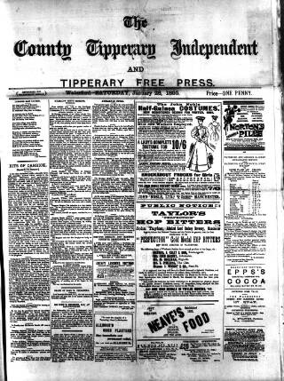 cover page of County Tipperary Independent and Tipperary Free Press published on January 26, 1895