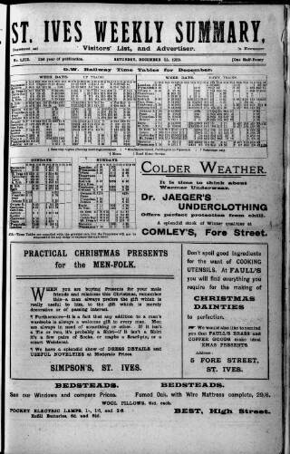 cover page of St. Ives Weekly Summary published on December 25, 1909