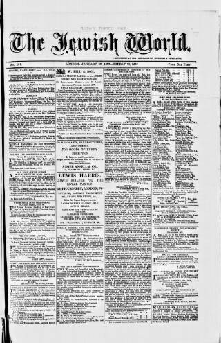 cover page of Jewish World published on January 26, 1877